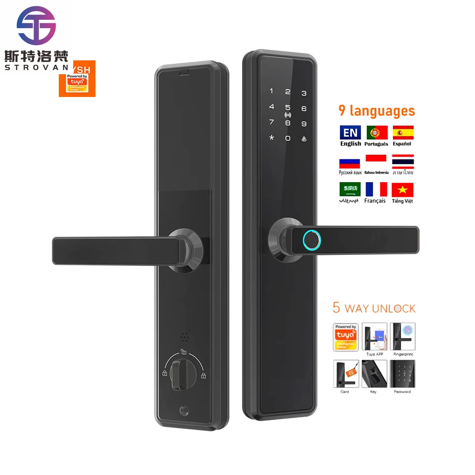 

STLF Smart Wood Door Lock with Wifi Tuya App Remote Control Fingerprint Digital Keypad NFC Code Low MOQ for Smart House Lock