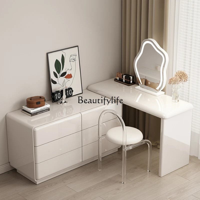 

**Cream wind solid wood dresser chest cabinet integrated household bedroom makeup table light luxury