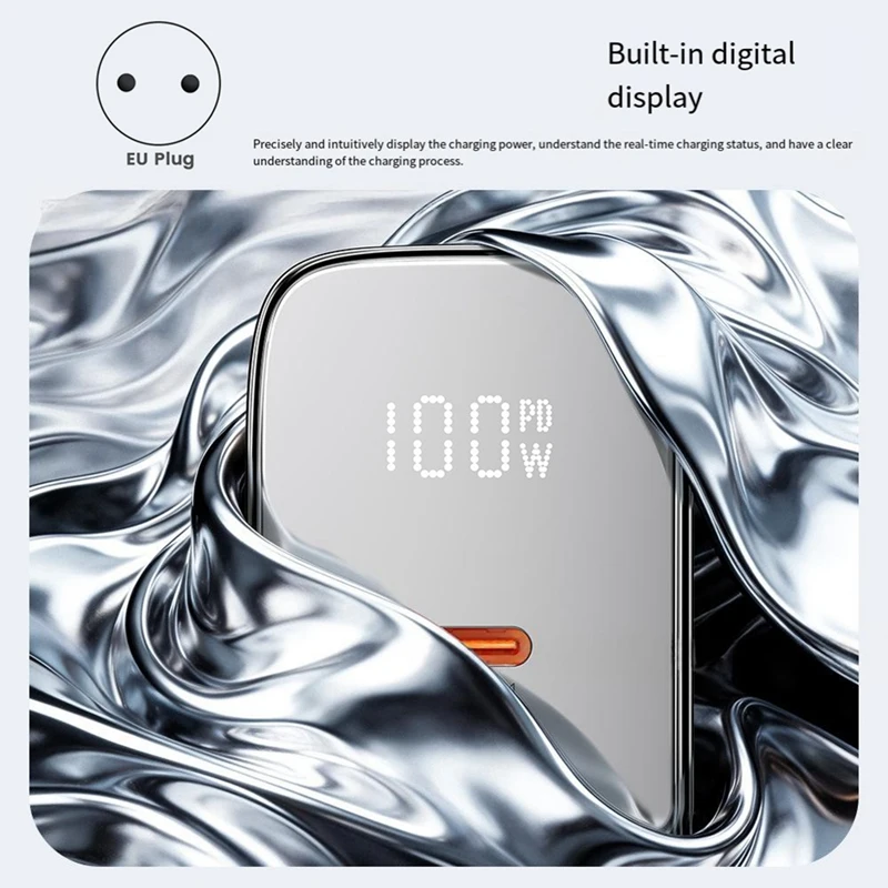 100W USB Type C Charger Digital Display PD QC Charger Portable USB Charger for 15-17 EU Plug  -Miuai】