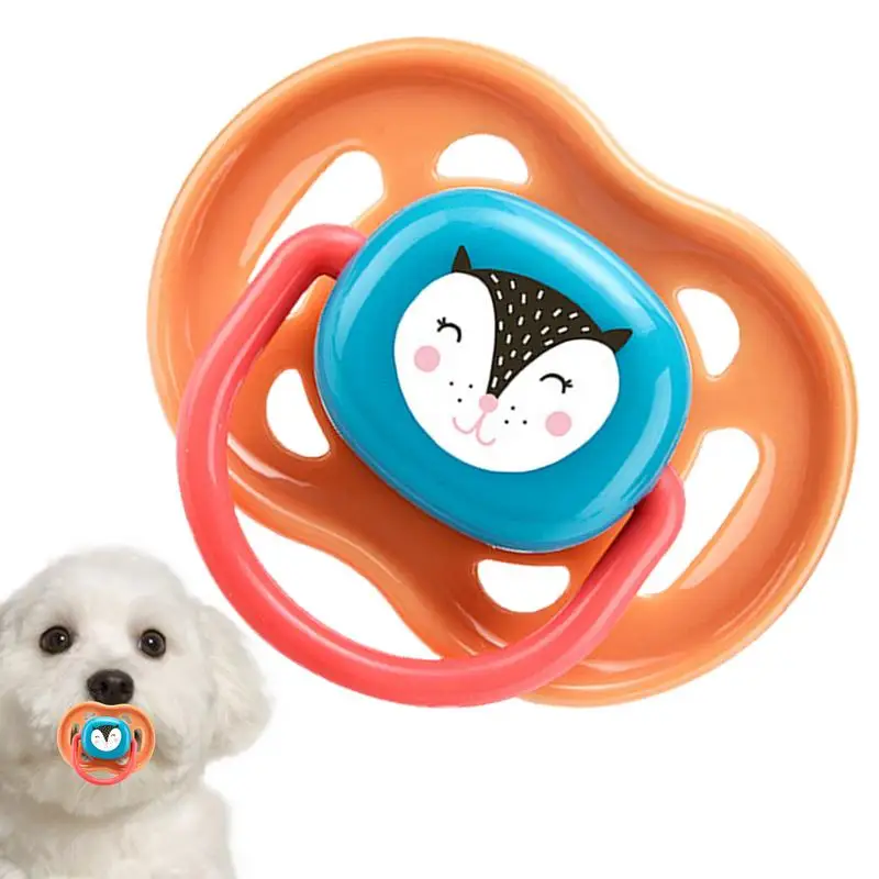 Dog Pacifier Chew Toy Pet Dog Calming Pacifier Silicone Pet Puppy Molar Chewing Teeth Cleaning Toy Cartoon Puppy Teether Animal