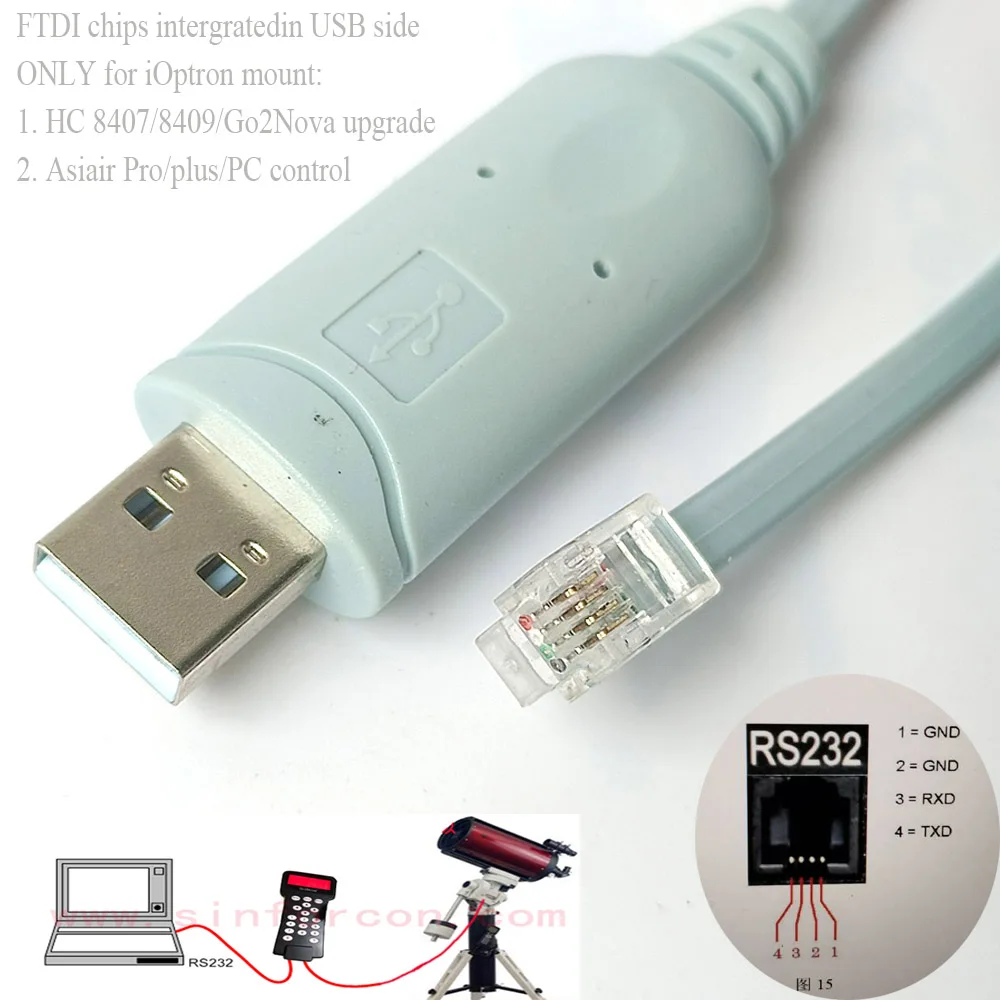 

USB/ RS232 RJ9 Cable 8412 for iOptron Telescope iEQ30-pro iEQ45-Pro CEM25P HC firmware upgrade and PC Goto Control cable