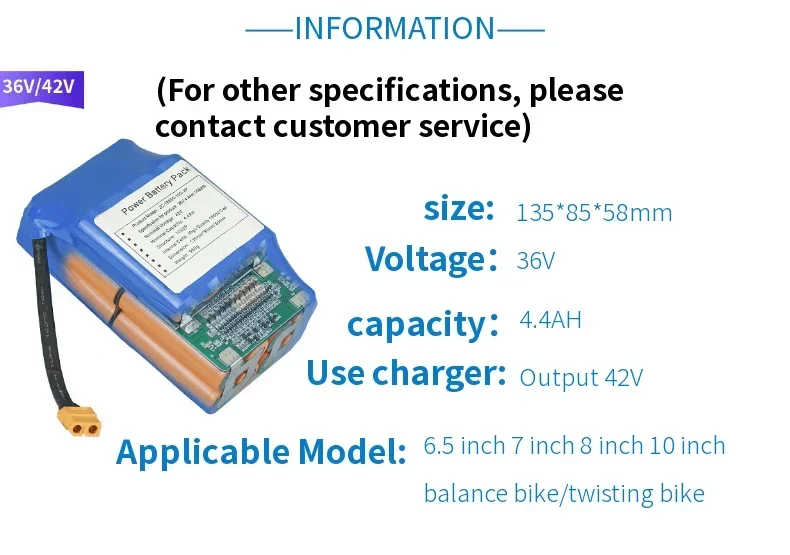 전기 셀프 밸런싱 스쿠터 호버보드 외발자전거용 충전식 리튬 이온 배터리 팩, 36V, 4400mAh, 4.4Ah