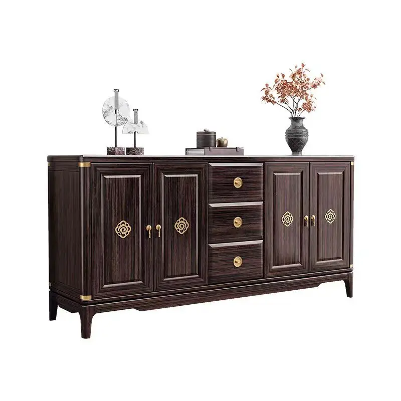 

New Chinese classical all-solid wood dining room integrated wall-against living room storage cabinet