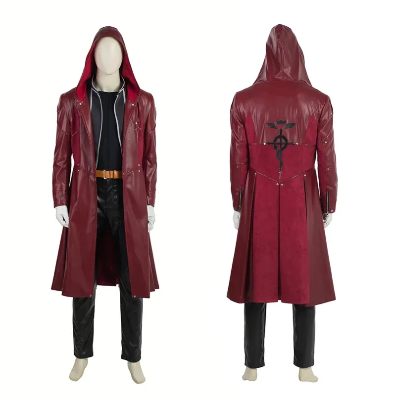 

Anime Cos Fullmetal Alchemist Edward Elric Cosplay Costumes Red Leather Long Jacket Coat Outfit Suit Halloween Christmas Uniform