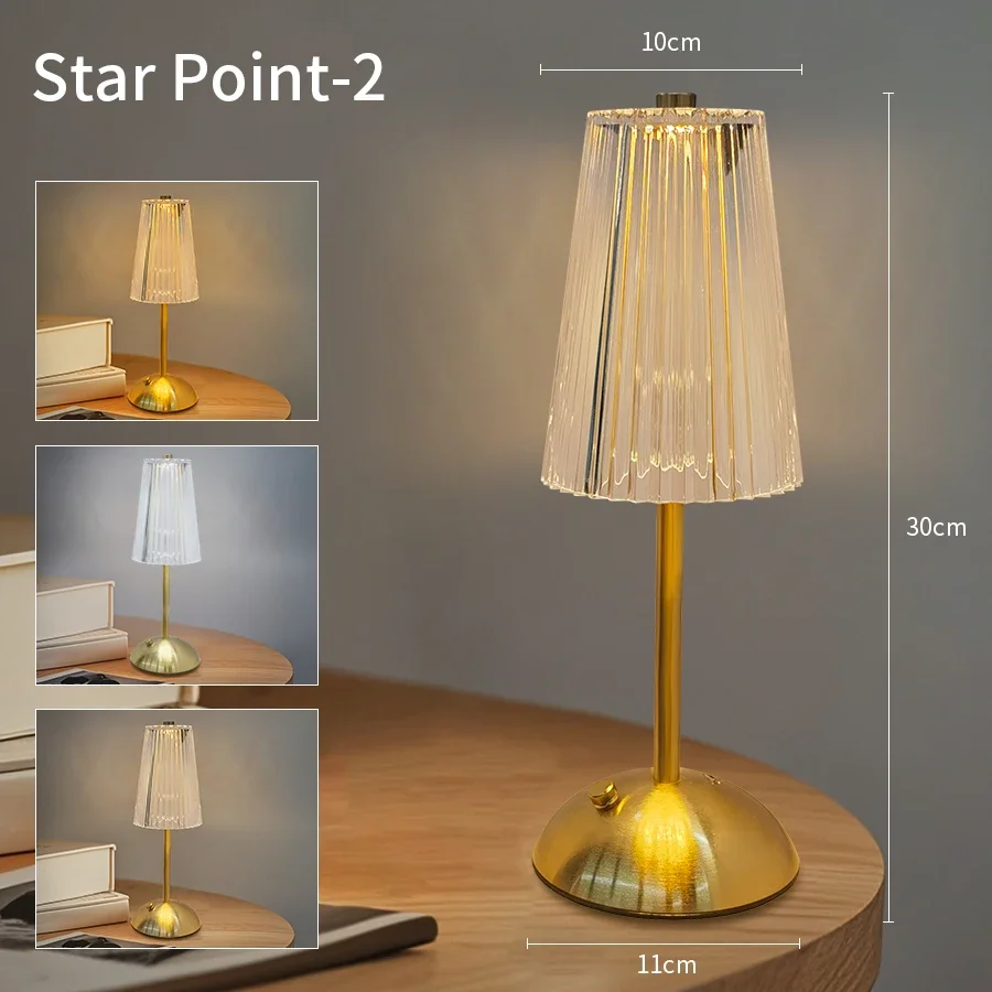 LED Table Lamp Touch Sensor Crystal Retro Night Light Rechargeable Wireless Reading LampFor Restaurant Hotel Bar Room DecorLight image 3