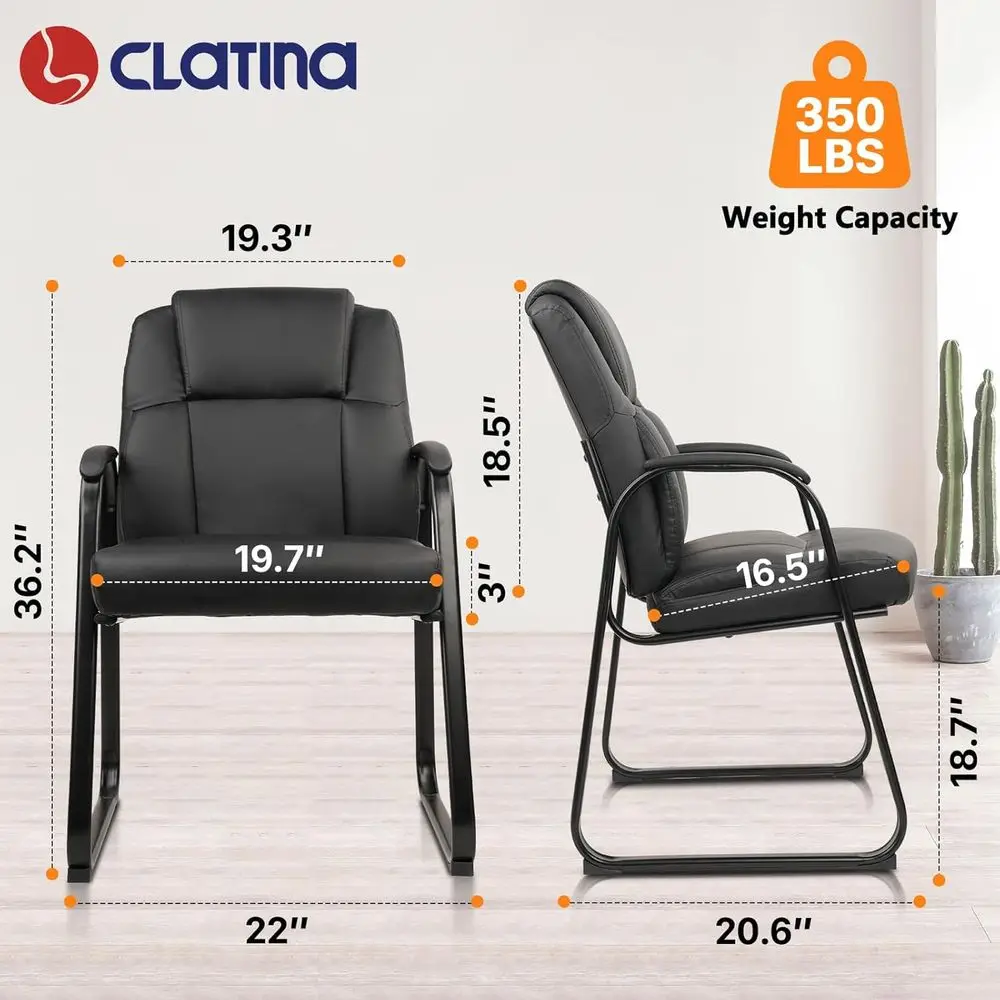Oice Gt Chair Leather Retion Chair with Bonded Padded Arm Rest and Sled Base Desk Chair No Wheels or Retion Conerence Waiting Ro - view 3