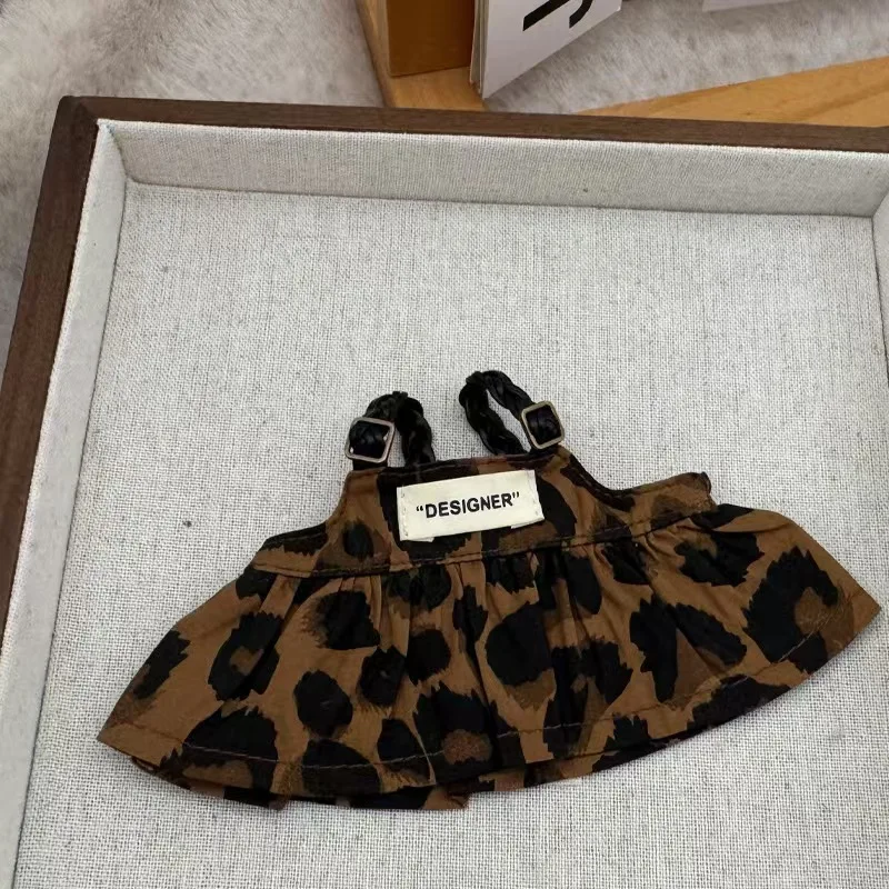 ملابس الدمية الصغيرة إكسسوارات الزي لـ 15-17 سنتيمتر Ropa Labubu و10 سنتيمتر دمية القطن ليوبارد طباعة تنورة قبعة حذاء الملابس