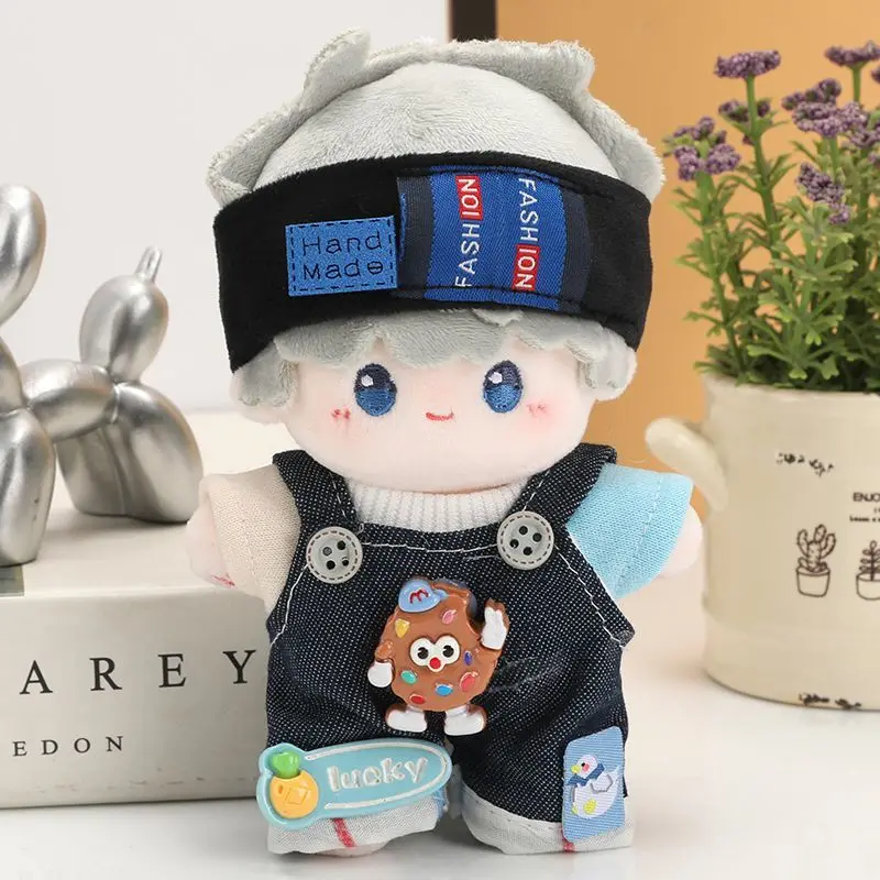 

Cute Handsome Clothing Sets Fit 10cm Plush Doll Body Blue Suspender Trousers Tops Costume Cosplay Toys Gift 2025