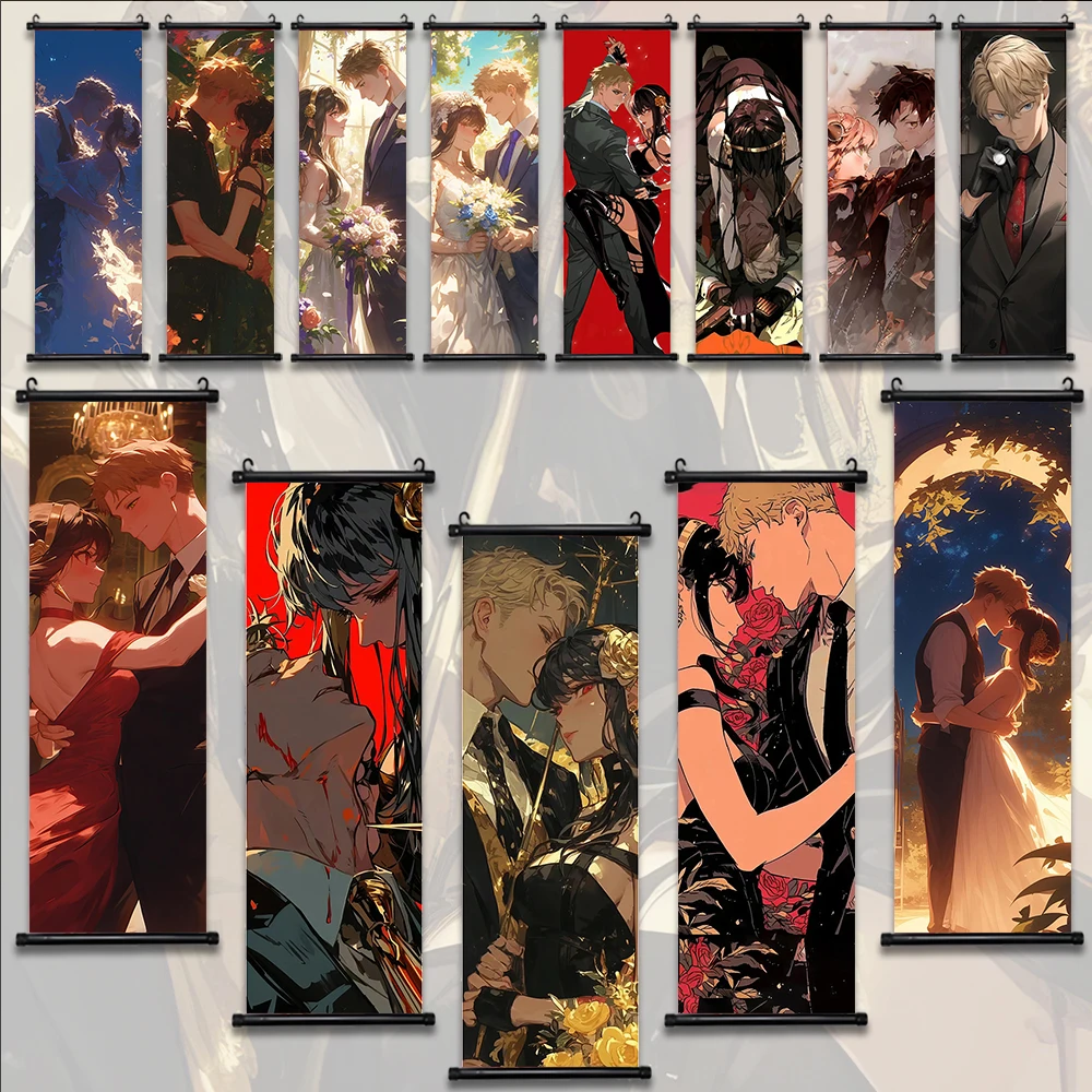 

SPY FAMILY Hanging Scroll Poster Loid Wallpaper Wall Artwork Canvas Painting Print Cute Anya Home Decoration Art Hot Anime Gift
