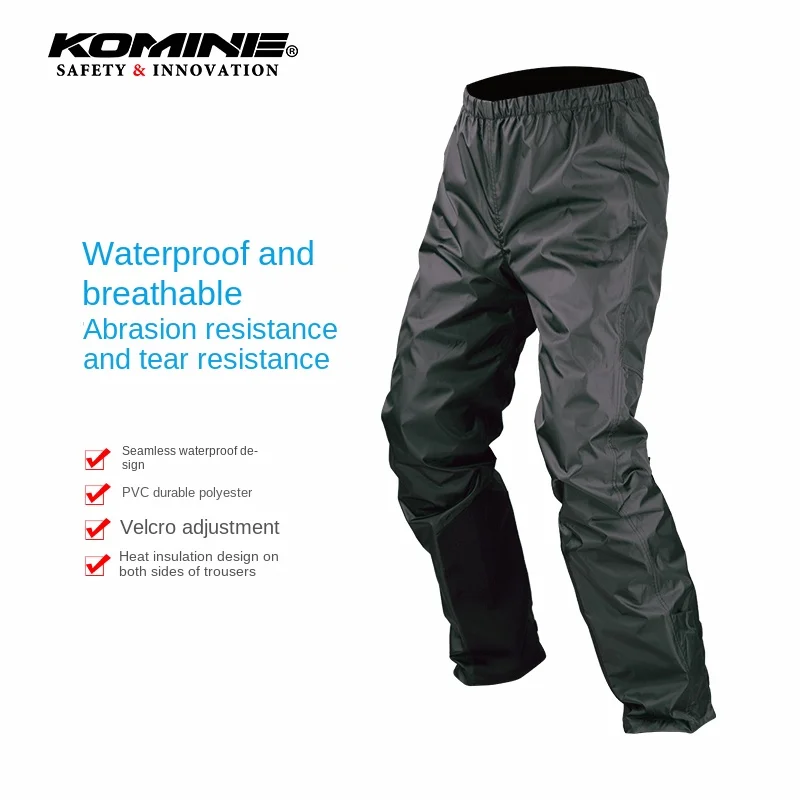 KOMINE Motorcycle Raincoat Pants Split Style Rain Pants Outdoor Motorcycle Waterproof Travel Motorcycle Single Rain Pants RK-538