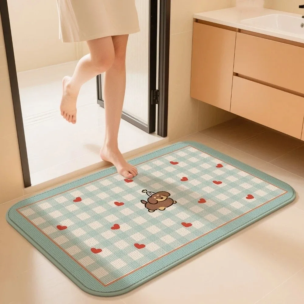 

Foot Pad Anti Slip Cartoon Floor Mat Absorbent Soft Entry Doormat Animal Pattern Imitation Weaving Bathroom Door Pad Entry
