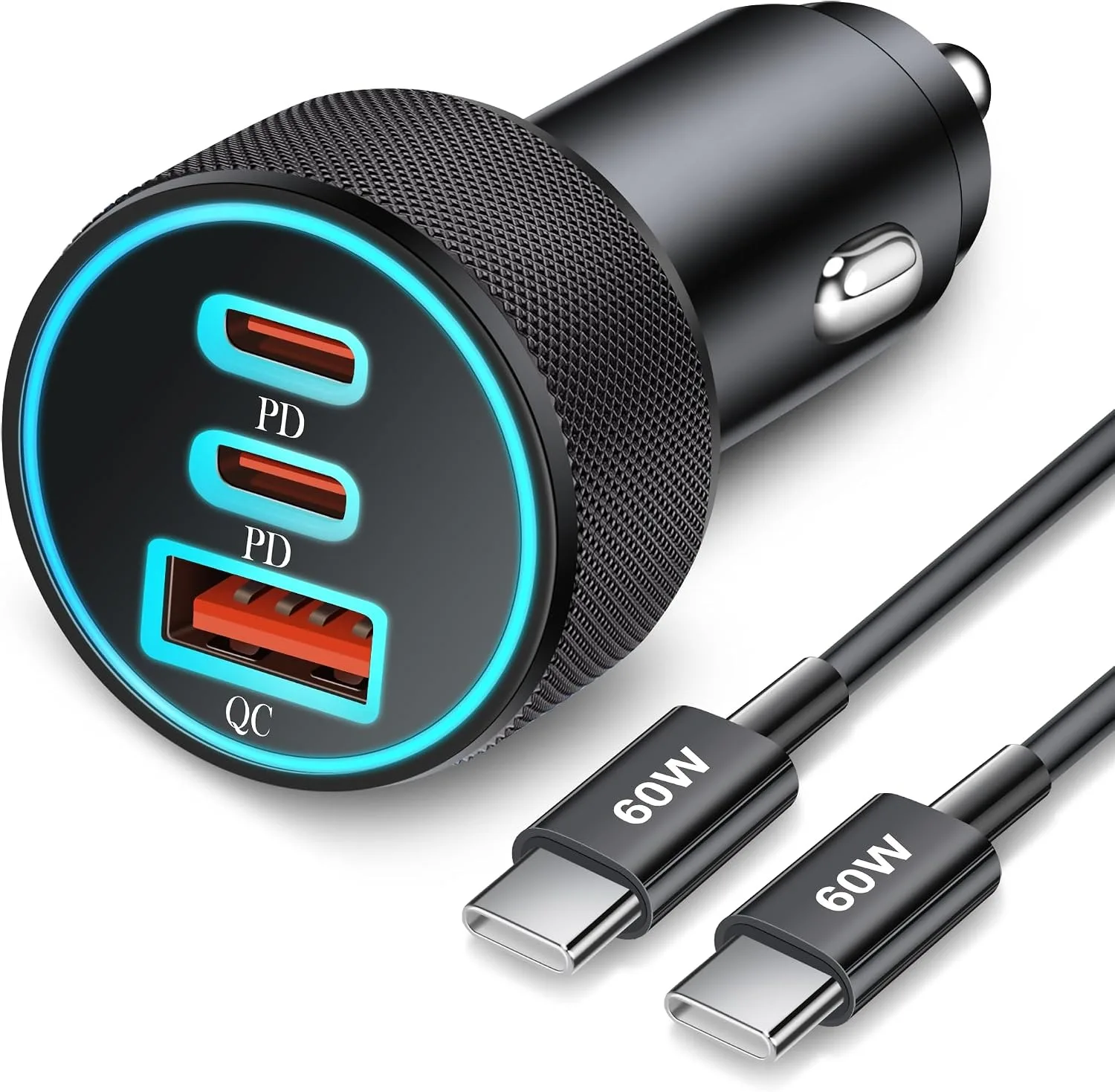 67W 3-Port Super Fast USB C Car Charger, Type C Adapter for iPhone 17/16/15 Pro Max, Samsung S26 S25 S24 S23, Android, Cigarette