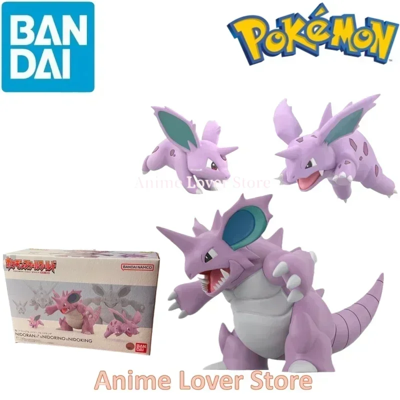 

Bandai Original Shokugan POKEMON Scale World Kanto Region Nidoking Nidoran Nidorino Anime Action Figures Toys for Kids Gift