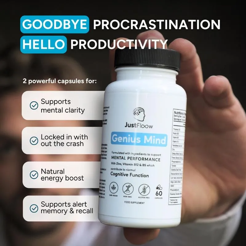 

Добавка для мозга с ноотропом Genius Mind — уровни энергии, функция фокуса и памяти, поддержка когнитивной функции