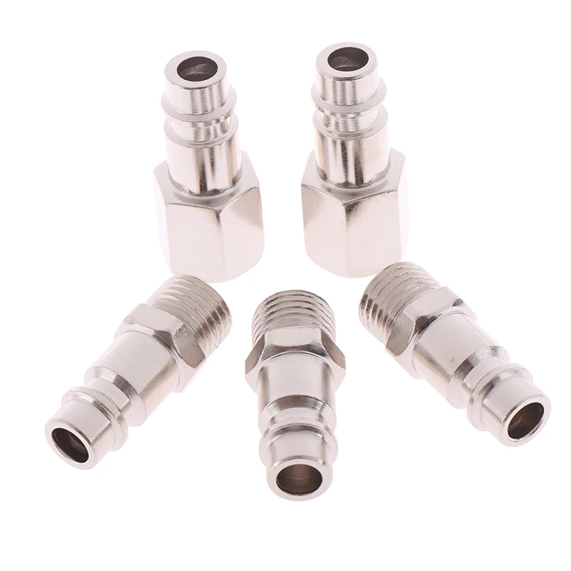 5pcs 1/4" BSP Femal/Male Air Line Hose Compressor Connectors Silver Euro Male Quick Release Fittings