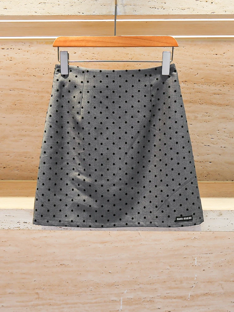 

ay Polka Dot Slim Fit ort f Skirt Casual Versatile High Waist Commute Sle A-Line Skirt for Young Women in Their 20s