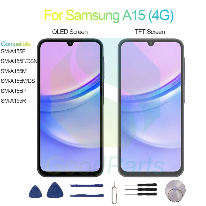 For Samsung A15 4G Screen Display Replacement 2408*1080 SM-A155F/DSN/M/DS/P/R A15 4G LCD Touch Digitizer Assembly