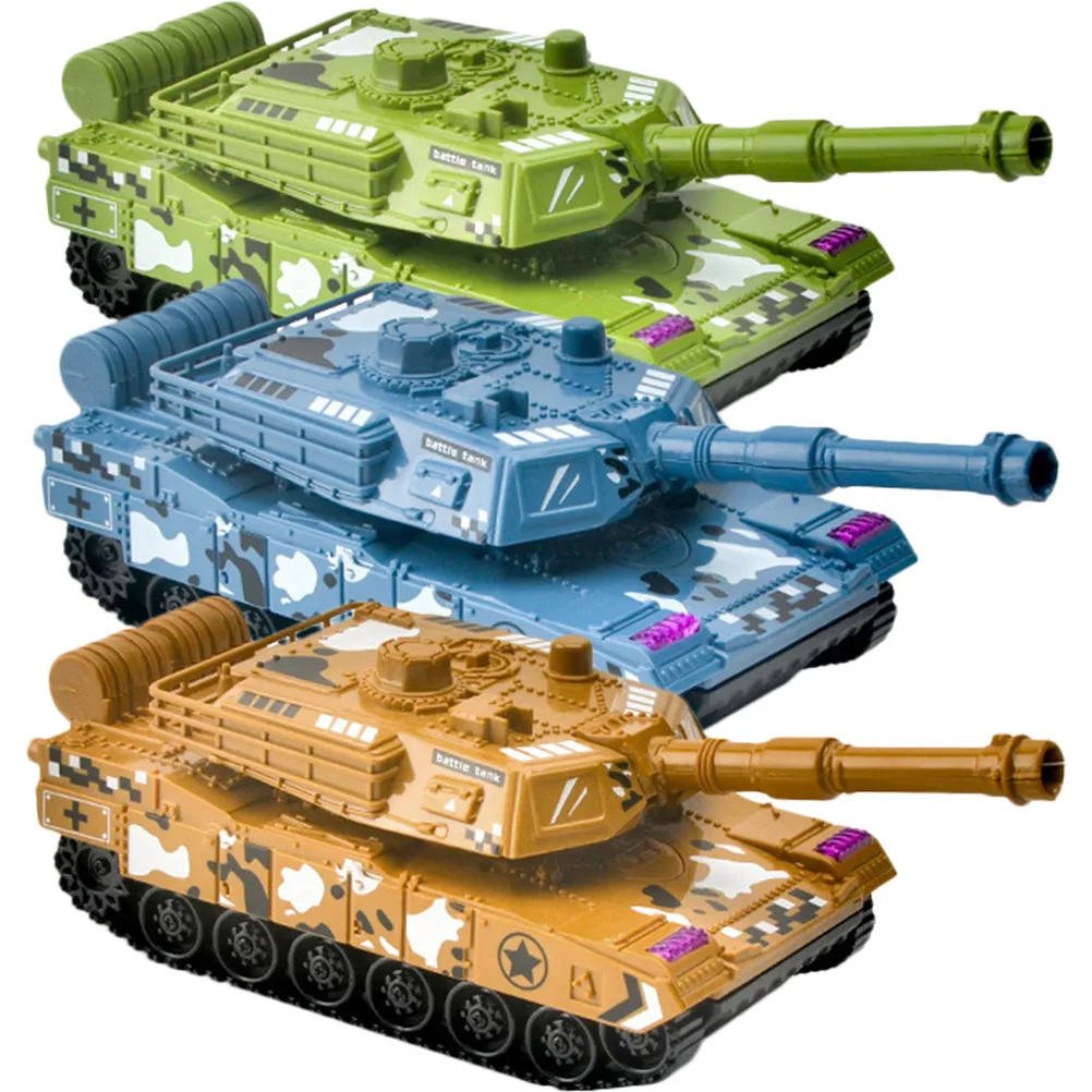

3Pcs Tank Pull Back Simulation Inertia Vehicle Creative Educational Gift for Kids Boys Birthday Home Ornament Retro Tank Model
