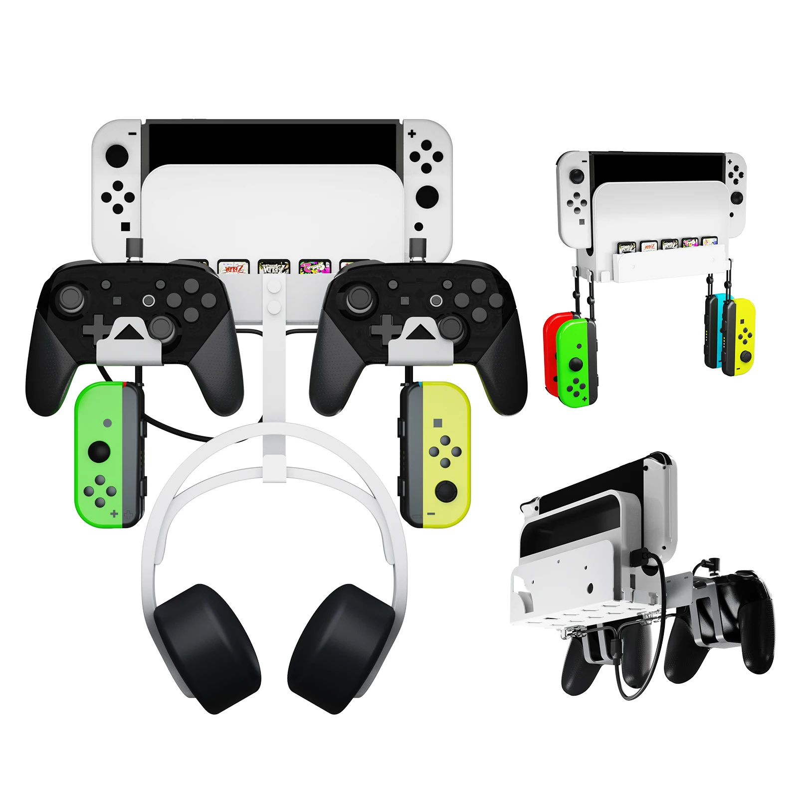 for Switch for Switch OLED Console Grip Universal 2 in 1 Wall Bracket Magnetic Charging Strap 1 out 2