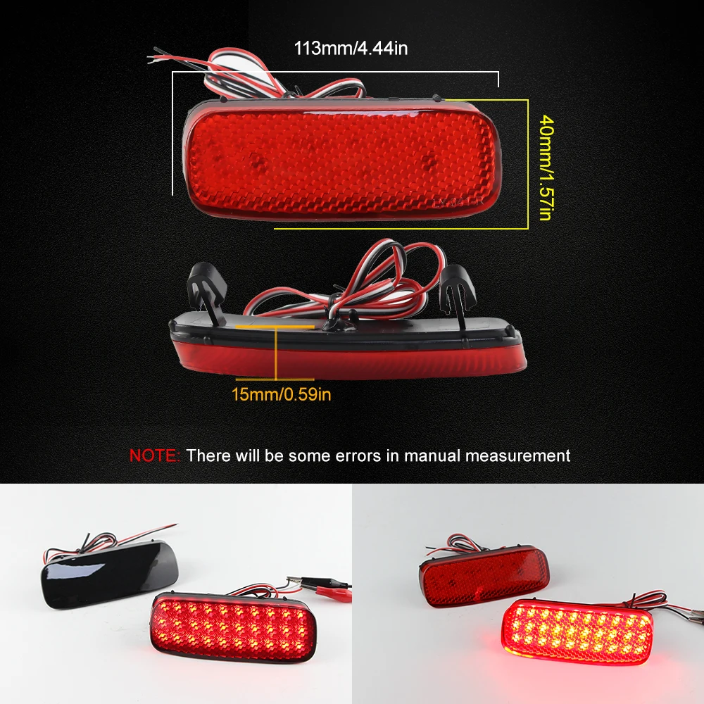 2PCS LED Rear Bumper Reflector Lights For Citroen C1 05-14 C5 04-08 For Peugeot 107 206 607 05-14 Expert For Fiat Scudo 2007-up - view 5