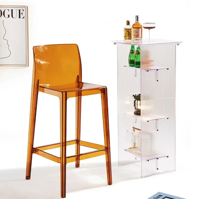 Modern Nordic Acrylic Transparent Bar Stool Crystal Clear High Chair Simple Home Decor Internet Celebrity Style Plastic