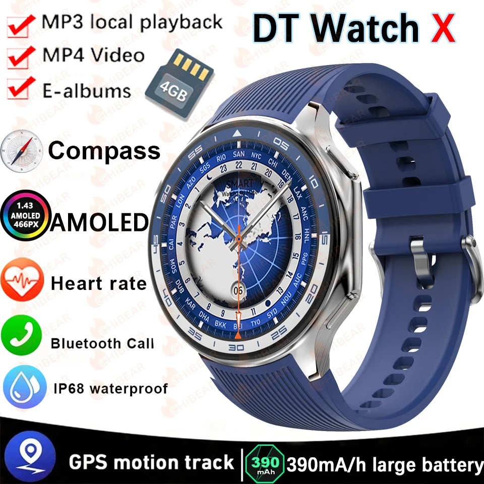 

For OPPO Watch X High-End Business Watch Men 32G Memory Video Playback Smart Watch Sports Fitness Waterproof Bracelet 2025 New