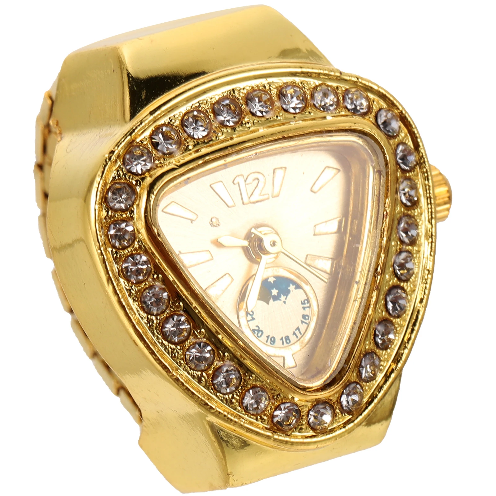 

2pcs Mini Finger Watch Delicate Design Comfortable Wearing Ring Watch For Women Retro Style Creative Decorative Glass Alloy