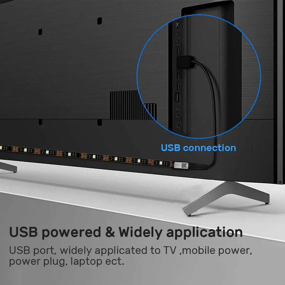 ไฟแถบไฟ LED เทป LED 5050 RGB 5V USB ไฟเรืองแสงทีวี LED ควบคุมผ่านแอปบลูทูธแถบไฟ LED หลากสี USB สำหรับ hiasan kamar