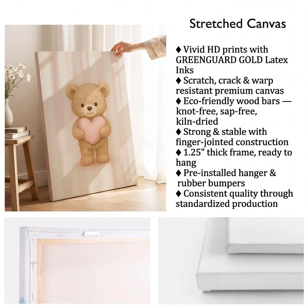 Blue Stripes Panda With Bamboo Teddy Bear Painting Calligraphy Inner Frame Painting Perfect For Living Room Bedroom House Wall D