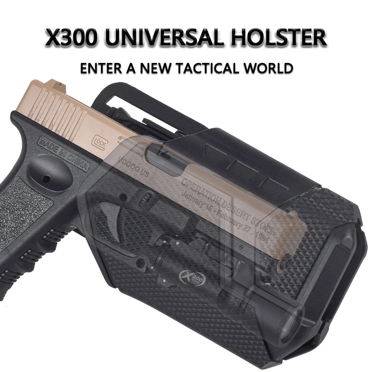 Pistolera táctica para mano derecha Airsoft Glock 17 19 SIG P226 P320 Holsters QLS System Belt para pistola con linterna X300