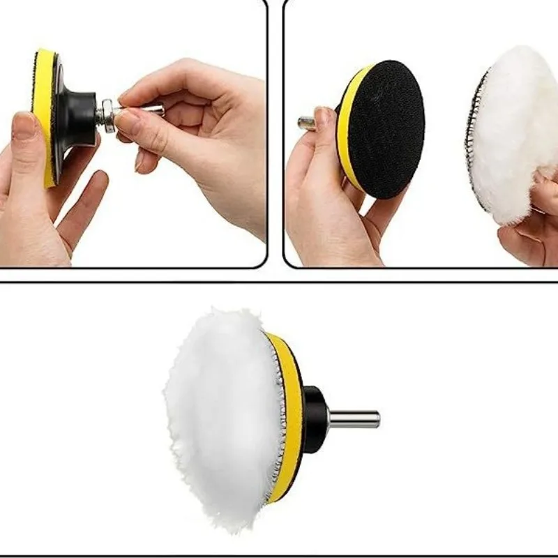 11PCS 3/5/7 Inch Polishing Pads Car Drill Bits Sponge Wool Polishing Pads Car Buffer Polisher for Sanding, Waxing, Sealing Glaze