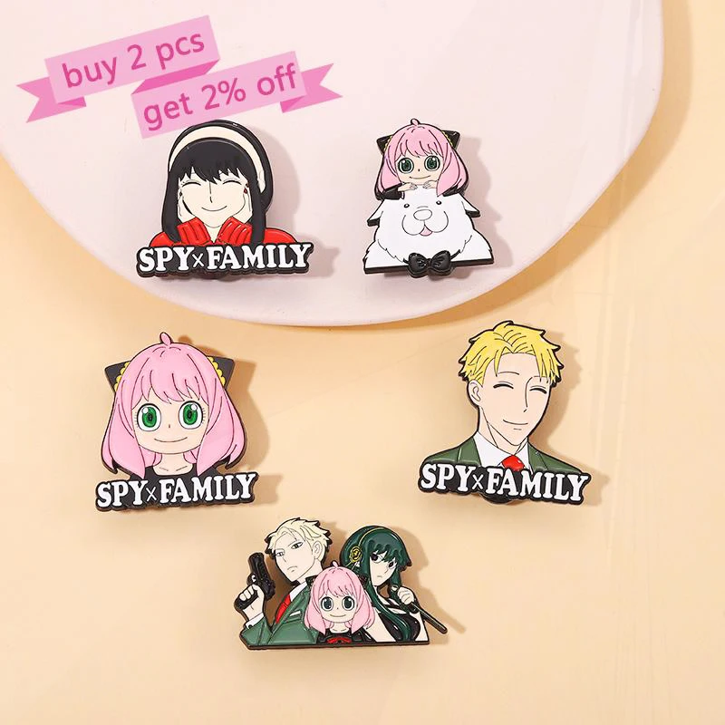 Loid Puppy-Pines personalizados para niños, insignias de solapa, joyería de Anime, regalo para amigos, familia espía, Chibi, broche de esmalte, Anya Yor Twilight