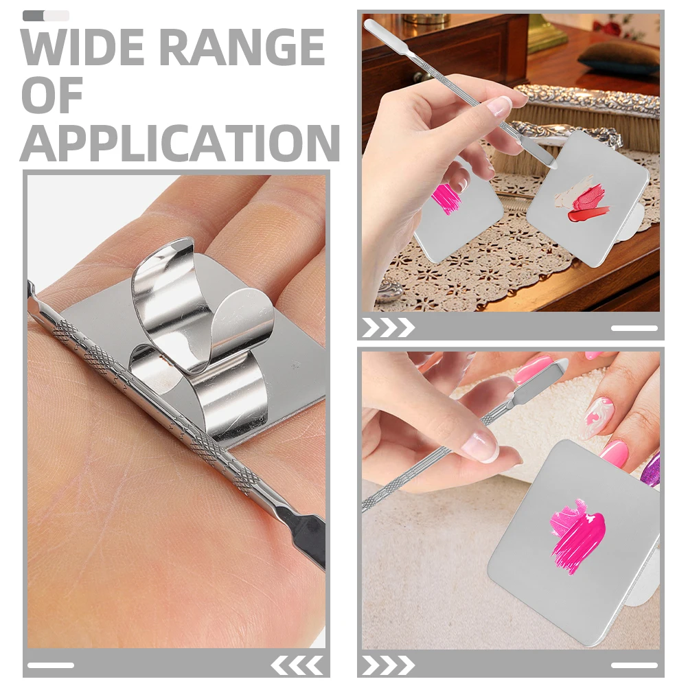 1 set roestvrijstalen nagelmengplaat make-up mengbak foundation pigmentpalet manicure blending tool kit kleine spatel