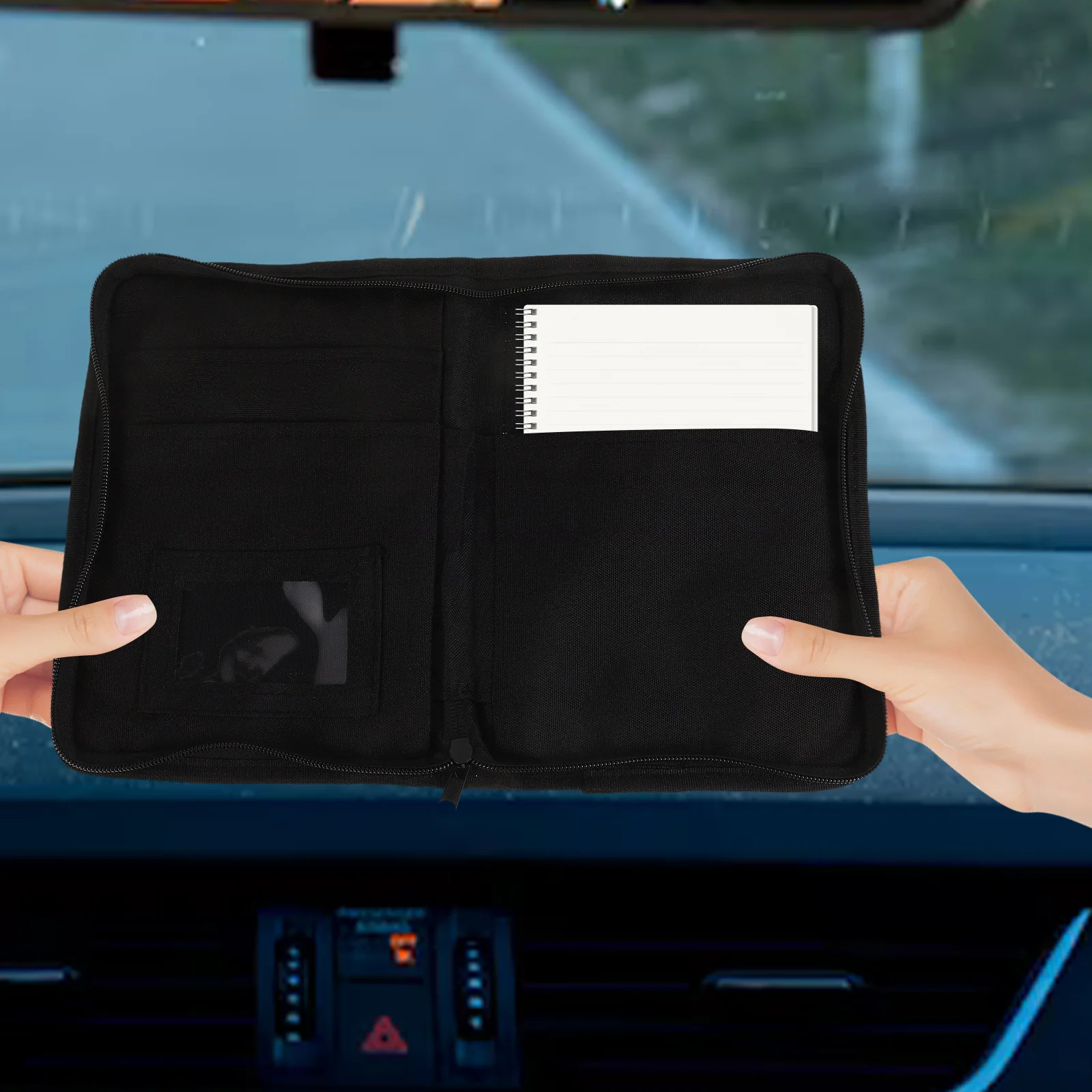 

Document Storage File Organizer Glove Box Holder Insurance Registration License Card Central Multipocket Oxford Fabric