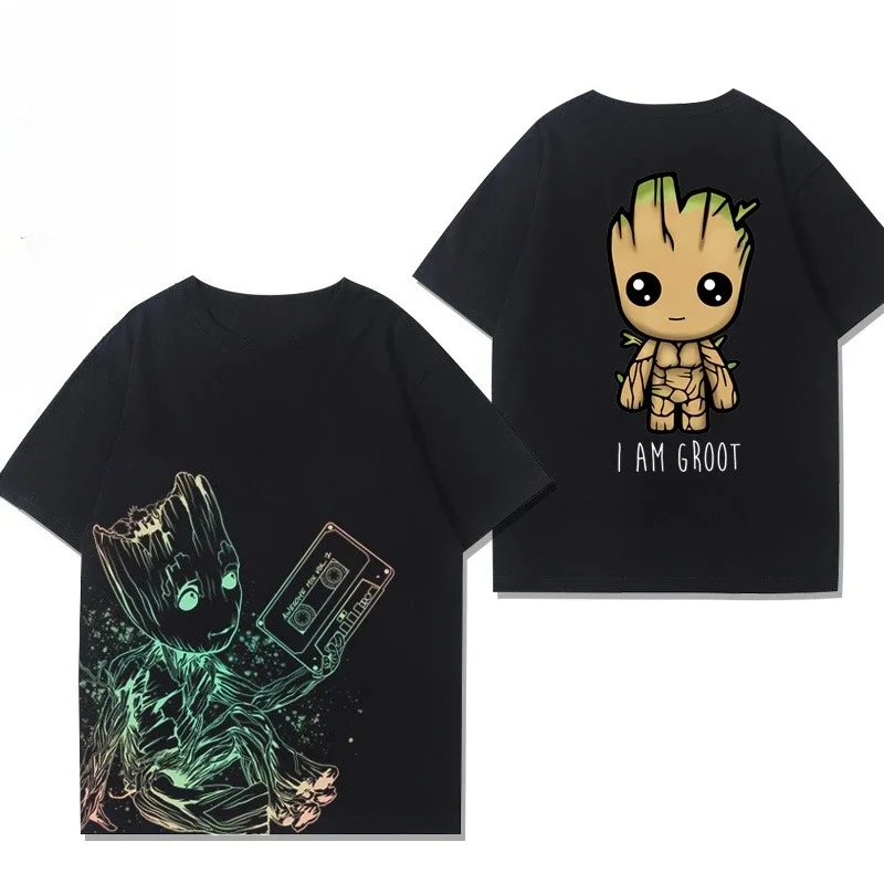 

Marvel Guardians of The Galaxy 3 Rocket Marvel Joint T-shirt Clothes Groot Big Tooth Board Short Sleeve Pure Cotton Trend Casual