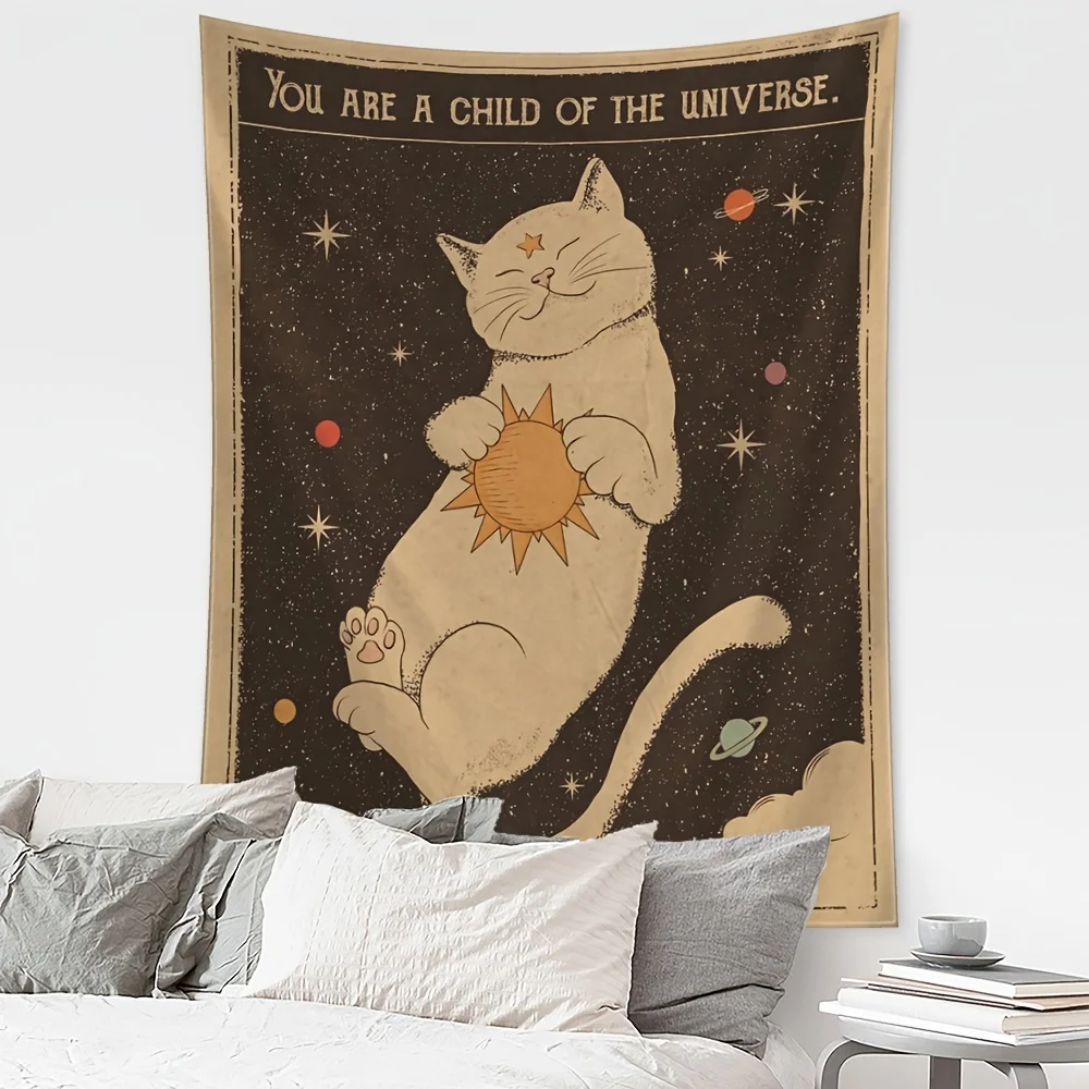 Sun moon Tarot Cat Tapestry Wall Hanging Witchcraft you are a child of the universe Bohemia Home Decor Hippie Bedroom Decor