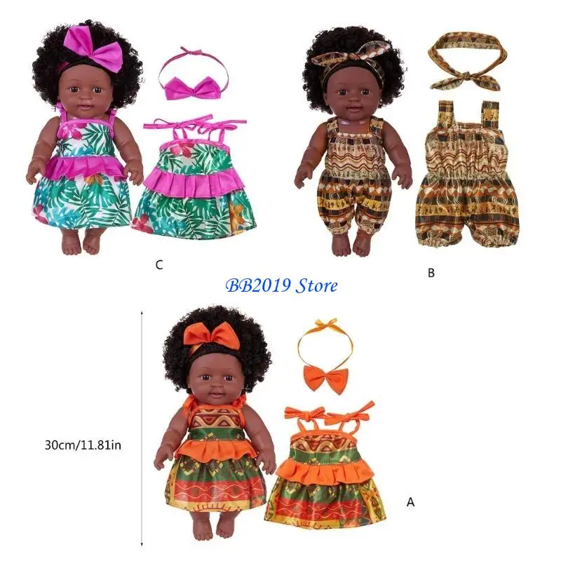 Q0KB – poupée noire 12 pouces, jouet poupée africaine avec robe, jeu rôle, cadeau d'anniversaire pour