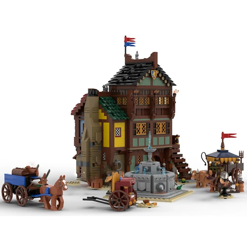 Modelo de Castillo Medieval, Bloques de Construcción MOC, Modelo de Casa del Capitán de Guardia, Ladrillo de Tecnología, Juguete de Construcción de Ensamblaje DIY, Regalo Navideño