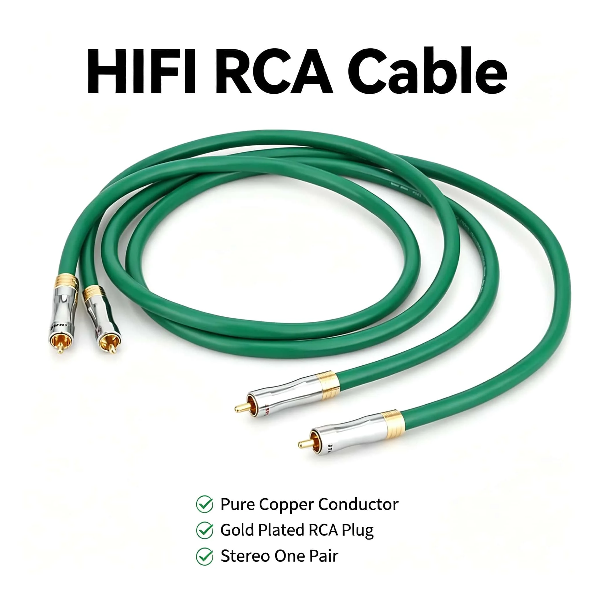 99.998% Pure Copper HiFi Audio Cable RCA Interconnect Cord Audiophile RCA TO RCA Audio Wire