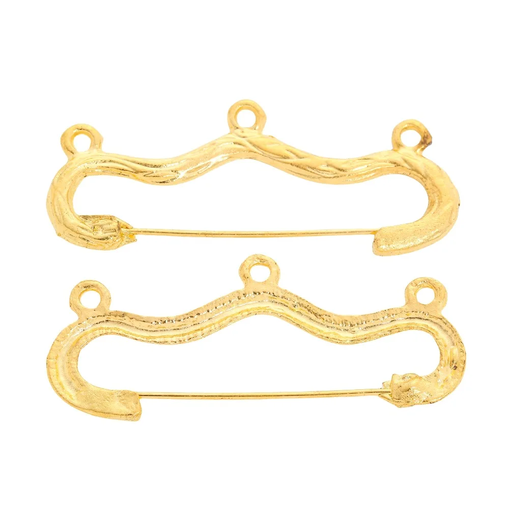 10pcs/LoT Vintage Wave Shape Brooches 3 Holes Charms For DIY Safety Pins Jewelry Making Supplies Accessories Components Crafts