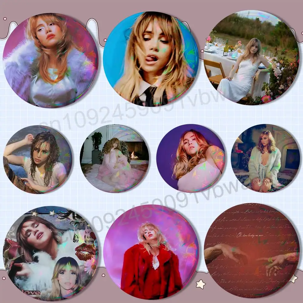 

Back In Love Suki Waterhouse Laser reflective round badges pins bag clothing decorations collectibles gifts for friends