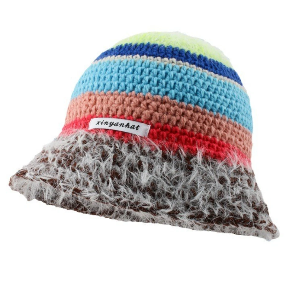 57Opts Y2K Korea Women Hollow Knitted Fisherman Hats for Women Handmade Crochet Basin Sunscreen Sun Cap Female Panama Sombrero