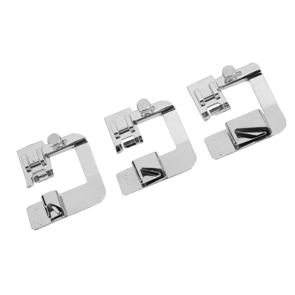 

3pcs Zinc Alloy Rolled Hem Foot Multifunctional Universal Fit Bias Tape Binder Foot Professional Precision Presser Feet