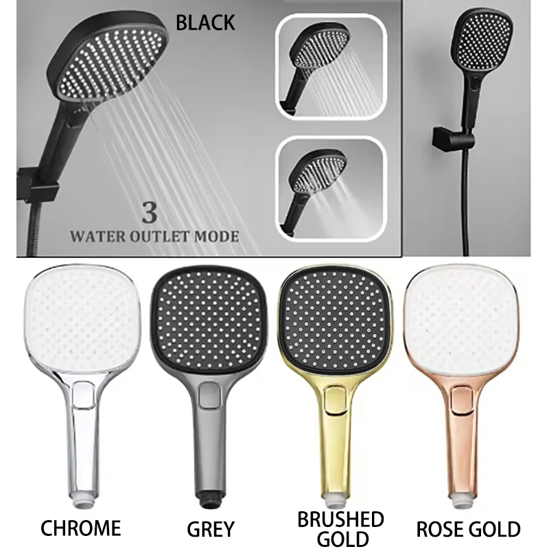 

Brushed Gold ABS Hand Shower Muiti-Function Handheld Shower Head for Bathroom Chrome Grey White Black Rose Gold Shower Replace