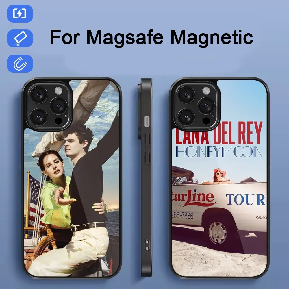 L-Lana D-Del R-Rey Singer Phone Case For iPhone 15 14 13 12 11 Pro Max Plus Mini Magsafe Magnetic Black Cover