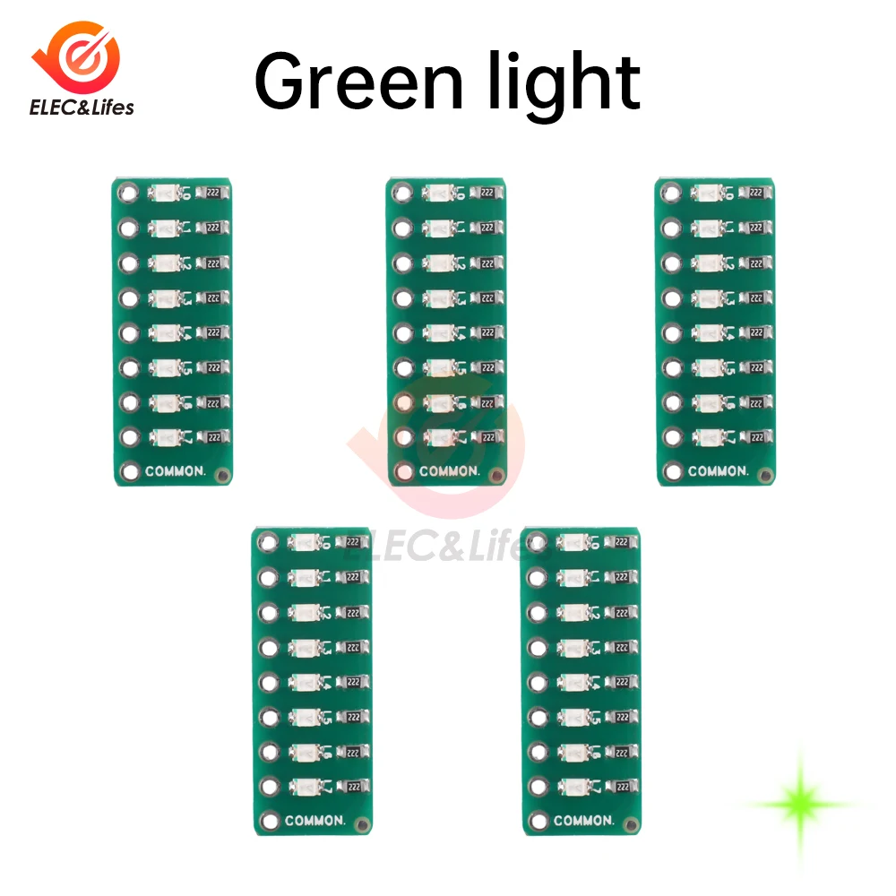 5pcs 8-section LED port test lights LED indicator lights flowing light modules For STM32 STC51 AVR PIC Arduino DC 3.3V-5V