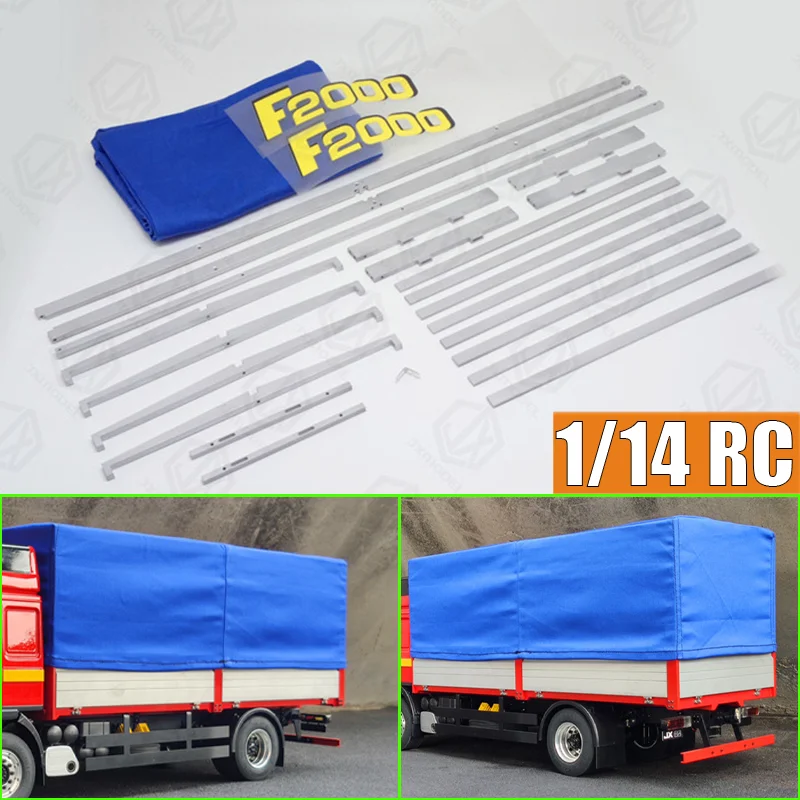 JXmodel Simulation 1/14 Full Trailer Box Tarpaulin Kit Decoration for 1/14 RC Truck JXmodel MAN F2000 Car