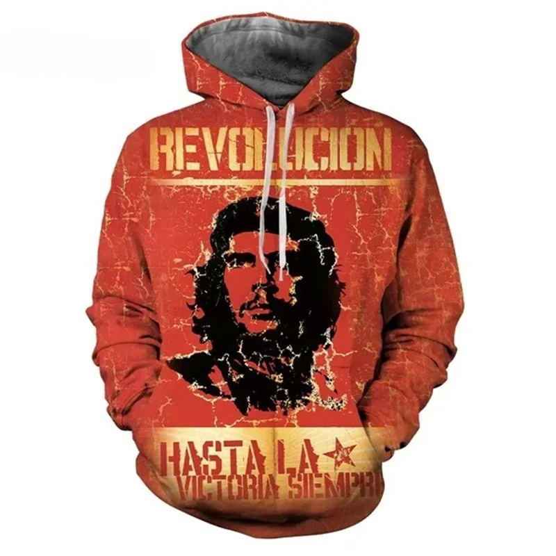 Retro New Fashion Che Guevara 3D Printing Hoodie Personality Casual Long Sleeve Hooded Sweatshirts Men Women Comfortable Tops