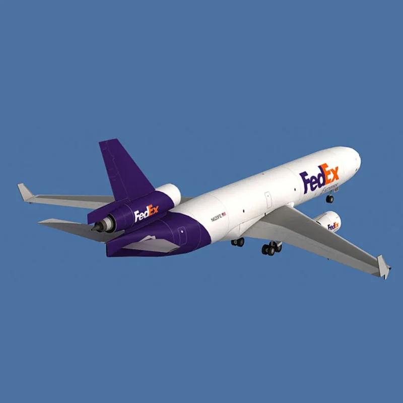 1:100 Fedex MD-11 Cargo Transporter Airplane Paper Model Assembled Simulation Ornaments Collection Home Decoration Gift Display