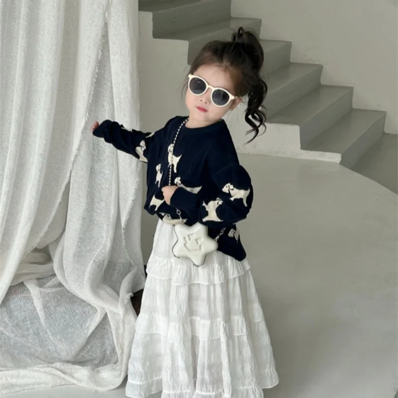 

Girls Sweater Wool Coat Kids Tops Knitting 2024 Cool Thicken Warm Winter Autumn School Pullover Christmas Gift Children's Clothi